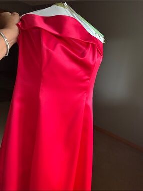 Strapless Hot Pink Prom Dress - Elegant Satin Gown